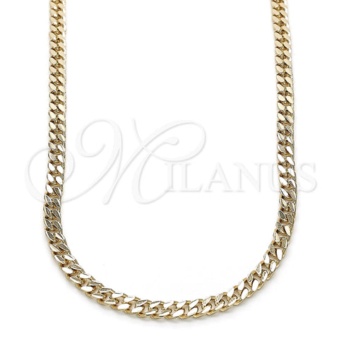 Oro Laminado Basic Necklace, Gold Filled Style Miami Cuban Design, Polished, Golden Finish, 04.213.0169.22 (04 MM Thickness, 22 Inches Length)