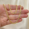 Oro Laminado Basic Necklace, Gold Filled Style Miami Cuban Design, Polished, Golden Finish, 04.213.0169.24 (04 MM Thickness, 24 Inches Length)