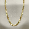 Oro Laminado Basic Necklace, Gold Filled Style Miami Cuban Design, Polished, Golden Finish, 04.213.0169.24 (04 MM Thickness, 24 Inches Length)