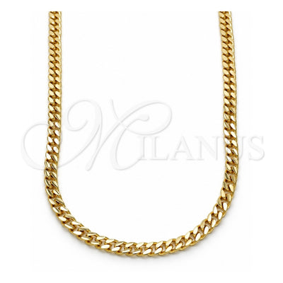 Oro Laminado Basic Necklace, Gold Filled Style Miami Cuban Design, Polished, Golden Finish, 04.213.0169.24 (04 MM Thickness, 24 Inches Length)