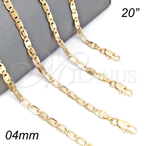 Gold Filled Necklace — Basic Necklace Polished 04. 04 MM Thickness 20 — main product view — SKU 132074 | Oro Laminado collar — básico Necklace pulido 04. 04 MM Thickness 20 — SKU 132074
