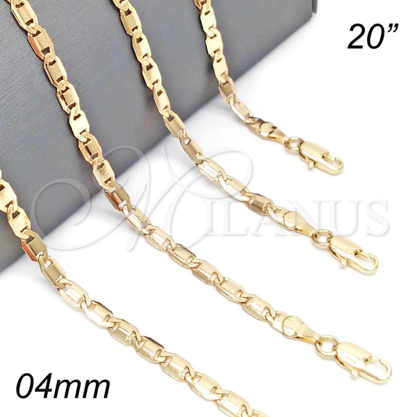 Gold Filled Necklace — Basic Necklace Polished 04. 04 MM Thickness 20 — main product view — SKU 132074 | Oro Laminado collar — básico Necklace pulido 04. 04 MM Thickness 20 — SKU 132074