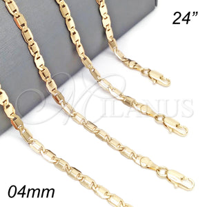Gold Filled Necklace — Basic Necklace Polished 04. 04 MM Thickness 24 — main product view — SKU 132076 | Oro Laminado collar — básico Necklace pulido 04. 04 MM Thickness 24 — SKU 132076