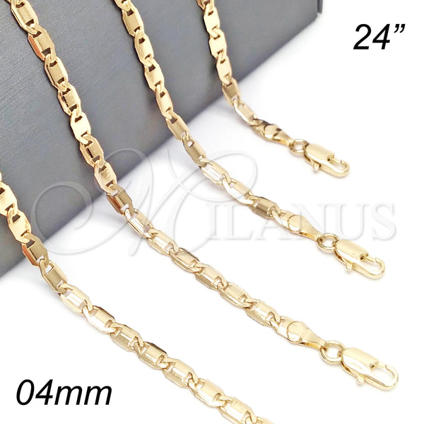 Gold Filled Necklace — Basic Necklace Polished 04. 04 MM Thickness 24 — main product view — SKU 132076 | Oro Laminado collar — básico Necklace pulido 04. 04 MM Thickness 24 — SKU 132076