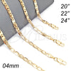 Oro Laminado Basic Necklace, Gold Filled Style Polished, Golden Finish, 04.213.0170.24 (04 MM Thickness, 24 Inches Length)