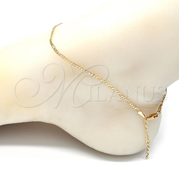 Gold Filled Anklet — Basic Anklet Figaro Design Polished 04. 02 MM — alternate product view — SKU 132077 | Oro Laminado tobillera — básico Anklet Figaro diseño pulido 04. 02 MM — SKU 132077