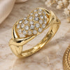 Oro Laminado Multi Stone Ring, Gold Filled Style Heart Design, with White Crystal, Polished, Golden Finish, 01.372.0001.10 (Size 10)