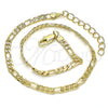 Oro Laminado Basic Anklet, Gold Filled Style Figaro Design, Polished, Golden Finish, 04.213.0144.10 (0.80 Gauge, 03 MM Thickness, 10 Inches Length)