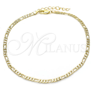 Gold Filled Anklet — Basic Anklet Figaro Design Polished 04. 0.80 Gauge — main product view — SKU 132119 | Oro Laminado tobillera — básico Anklet Figaro diseño pulido 04. 0.80 Gauge — SKU 132119