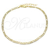 Oro Laminado Basic Anklet, Gold Filled Style Figaro Design, Polished, Golden Finish, 04.213.0144.10 (0.80 Gauge, 03 MM Thickness, 10 Inches Length)