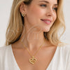 Oro Laminado Earring and Pendant Adult Set, Gold Filled Style Mom and Heart Design, with White Micro Pave, Polished, Golden Finish, 10.342.0029