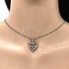 Oro Laminado Earring and Pendant Adult Set, Gold Filled Style Mom and Heart Design, with White Micro Pave, Polished, Golden Finish, 10.342.0030