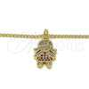 Oro Laminado Pendant Necklace, Gold Filled Style Little Girl Design, with Ruby and White Micro Pave, Polished, Golden Finish, 04.341.0022.20 (0.50 Gauge, 02 MM Thickness, 20 Inches Length)