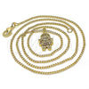 Oro Laminado Pendant Necklace, Gold Filled Style Little Girl Design, with Ruby and White Micro Pave, Polished, Golden Finish, 04.341.0022.20 (0.50 Gauge, 02 MM Thickness, 20 Inches Length)