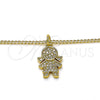 Oro Laminado Pendant Necklace, Gold Filled Style Little Girl Design, with White Micro Pave, Polished, Golden Finish, 04.341.0022.1.20 (0.50 Gauge, 02 MM Thickness, 20 Inches Length)