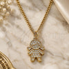 Oro Laminado Pendant Necklace, Gold Filled Style Little Girl Design, with White Micro Pave, Polished, Golden Finish, 04.341.0022.1.20 (0.50 Gauge, 02 MM Thickness, 20 Inches Length)
