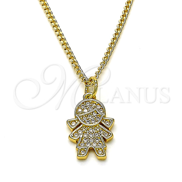 Gold Filled Necklace — Pendant Necklace Little Girl Design with White Micro — main product view — SKU 132155 | Oro Laminado collar — Pendant Necklace Little Girl diseño with blanco Micro — SKU 132155