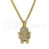 Oro Laminado Pendant Necklace, Gold Filled Style Little Girl Design, with White Micro Pave, Polished, Golden Finish, 04.341.0022.1.20 (0.50 Gauge, 02 MM Thickness, 20 Inches Length)