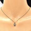 Oro Laminado Pendant Necklace, Gold Filled Style Little Girl Design, with Garnet and White Micro Pave, Black Enamel Finish, Golden Finish, 04.341.0022.2.20 (02 MM Thickness, 20 Inches Length)