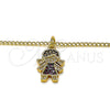 Oro Laminado Pendant Necklace, Gold Filled Style Little Girl Design, with Garnet and White Micro Pave, Black Enamel Finish, Golden Finish, 04.341.0022.2.20 (02 MM Thickness, 20 Inches Length)
