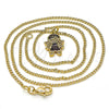 Oro Laminado Pendant Necklace, Gold Filled Style Little Girl Design, with Garnet and White Micro Pave, Black Enamel Finish, Golden Finish, 04.341.0022.2.20 (02 MM Thickness, 20 Inches Length)