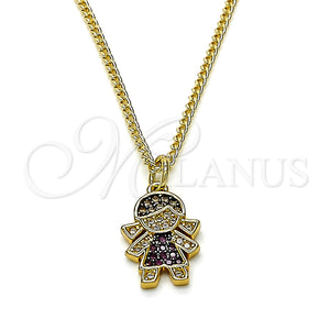 Gold Filled Necklace — Pendant Necklace Little Girl Design with Garnet and — main product view — SKU 132156 | Oro Laminado collar — Pendant Necklace Little Girl diseño with Garnet and — SKU 132156