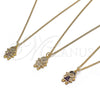 Oro Laminado Pendant Necklace, Gold Filled Style Little Girl Design, with Garnet and White Micro Pave, Black Enamel Finish, Golden Finish, 04.341.0022.2.20 (02 MM Thickness, 20 Inches Length)