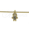 Oro Laminado Pendant Necklace, Gold Filled Style Little Boy Design, with Sapphire Blue and White Micro Pave, Polished, Golden Finish, 04.341.0023.20 (02 MM Thickness, 20 Inches Length)