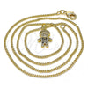 Oro Laminado Pendant Necklace, Gold Filled Style Little Boy Design, with Sapphire Blue and White Micro Pave, Polished, Golden Finish, 04.341.0023.20 (02 MM Thickness, 20 Inches Length)