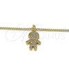 Oro Laminado Pendant Necklace, Gold Filled Style Little Boy Design, with White Micro Pave, Polished, Golden Finish, 04.341.0023.1.20 (02 MM Thickness, 20 Inches Length)