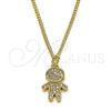 Oro Laminado Pendant Necklace, Gold Filled Style Little Boy Design, with White Micro Pave, Polished, Golden Finish, 04.341.0023.1.20 (02 MM Thickness, 20 Inches Length)