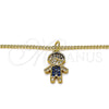 Oro Laminado Pendant Necklace, Gold Filled Style Little Boy Design, with Multicolor and White Micro Pave, Black Enamel Finish, Golden Finish, 04.341.0023.2.20 (02 MM Thickness, 20 Inches Length)