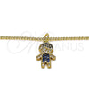 Oro Laminado Pendant Necklace, Gold Filled Style Little Boy Design, with Multicolor and White Micro Pave, Black Enamel Finish, Golden Finish, 04.341.0023.2.20 (02 MM Thickness, 20 Inches Length)