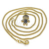 Oro Laminado Pendant Necklace, Gold Filled Style Little Boy Design, with Multicolor and White Micro Pave, Black Enamel Finish, Golden Finish, 04.341.0023.2.20 (02 MM Thickness, 20 Inches Length)
