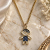 Oro Laminado Pendant Necklace, Gold Filled Style Little Boy Design, with Multicolor and White Micro Pave, Black Enamel Finish, Golden Finish, 04.341.0023.2.20 (02 MM Thickness, 20 Inches Length)