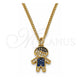 Oro Laminado Pendant Necklace, Gold Filled Style Little Boy Design, with Multicolor and White Micro Pave, Black Enamel Finish, Golden Finish, 04.341.0023.2.20 (02 MM Thickness, 20 Inches Length)