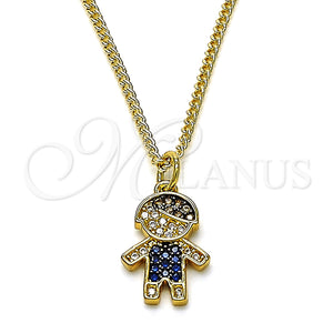 Gold Filled Necklace — Pendant Necklace Little Boy Design with Multicolor and — main product view — SKU 132159 | Oro Laminado collar — Pendant Necklace Little Boy diseño with Multicolor and — SKU 132159