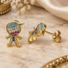 Oro Laminado Stud Earring, Gold Filled Style Little Boy Design, with Multicolor Micro Pave, Polished, Golden Finish, 02.341.0032