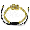 Oro Laminado Fancy Bracelet, Gold Filled Style Ball Design, with White Micro Pave, Polished, Golden Finish, 03.362.0014.11 (04 MM Thickness, 11 Inches Length)