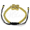 Oro Laminado Fancy Bracelet, Gold Filled Style Ball Design, with White Micro Pave, Polished, Golden Finish, 03.362.0014.11 (04 MM Thickness, 11 Inches Length)