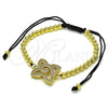Oro Laminado Fancy Bracelet, Gold Filled Style Ball Design, with White Micro Pave, Polished, Golden Finish, 03.362.0014.11 (04 MM Thickness, 11 Inches Length)