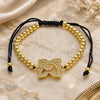 Oro Laminado Fancy Bracelet, Gold Filled Style Ball Design, with White Micro Pave, Polished, Golden Finish, 03.362.0014.11 (04 MM Thickness, 11 Inches Length)