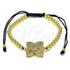Oro Laminado Fancy Bracelet, Gold Filled Style Ball Design, with White Micro Pave, Polished, Golden Finish, 03.362.0014.11 (04 MM Thickness, 11 Inches Length)