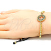 Oro Laminado Fancy Bracelet, Gold Filled Style Ball Design, with Multicolor Micro Pave, Polished, Golden Finish, 03.362.0015.11 (04 MM Thickness, 11 Inches Length)