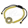 Oro Laminado Fancy Bracelet, Gold Filled Style Ball Design, with Multicolor Micro Pave, Polished, Golden Finish, 03.362.0015.11 (04 MM Thickness, 11 Inches Length)