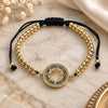 Oro Laminado Fancy Bracelet, Gold Filled Style Ball Design, with Multicolor Micro Pave, Polished, Golden Finish, 03.362.0015.11 (04 MM Thickness, 11 Inches Length)