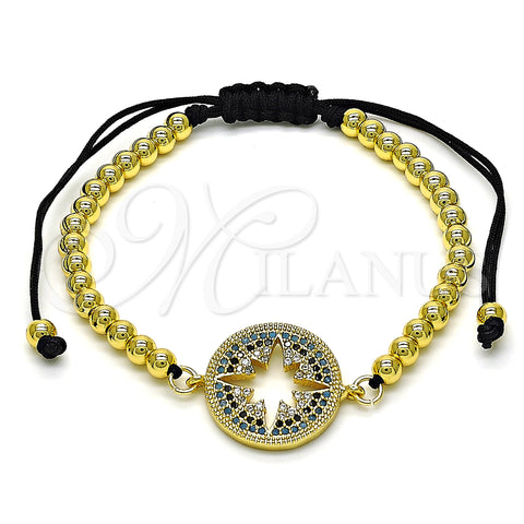 Oro Laminado Fancy Bracelet, Gold Filled Style Ball Design, with Multicolor Micro Pave, Polished, Golden Finish, 03.362.0015.11 (04 MM Thickness, 11 Inches Length)