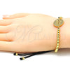 Oro Laminado Fancy Bracelet, Gold Filled Style Ball Design, with Ruby and White Micro Pave, Polished, Golden Finish, 03.362.0017.11 (04 MM Thickness, 11 Inches Length)
