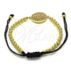 Oro Laminado Fancy Bracelet, Gold Filled Style Ball Design, with Ruby and White Micro Pave, Polished, Golden Finish, 03.362.0017.11 (04 MM Thickness, 11 Inches Length)