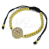 Oro Laminado Fancy Bracelet, Gold Filled Style Ball Design, with Ruby and White Micro Pave, Polished, Golden Finish, 03.362.0017.11 (04 MM Thickness, 11 Inches Length)
